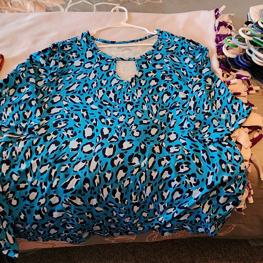 CJ Banks Blue Animal Print Tunic